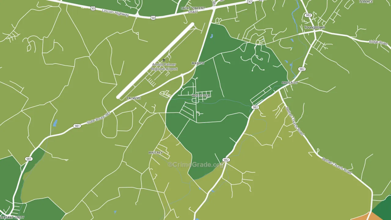 Hostetter, PA Map of Vehicle Theft Rates