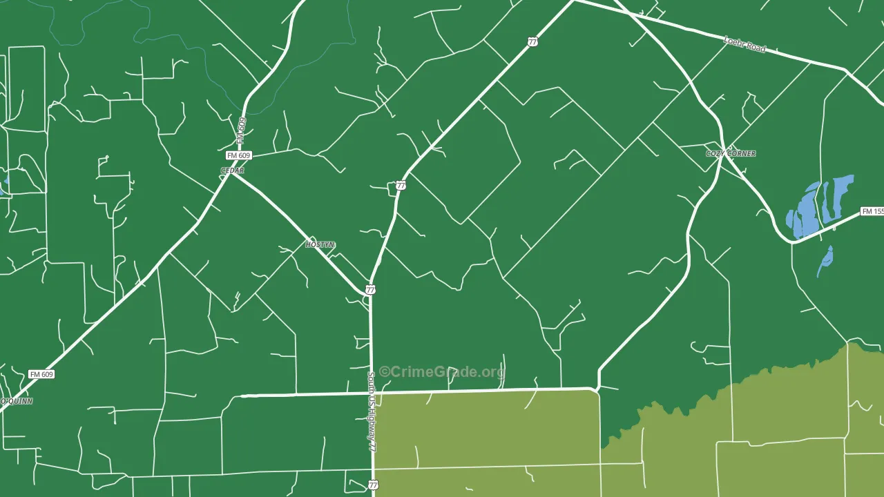 Hostyn, TX Map of Vehicle Theft Rates