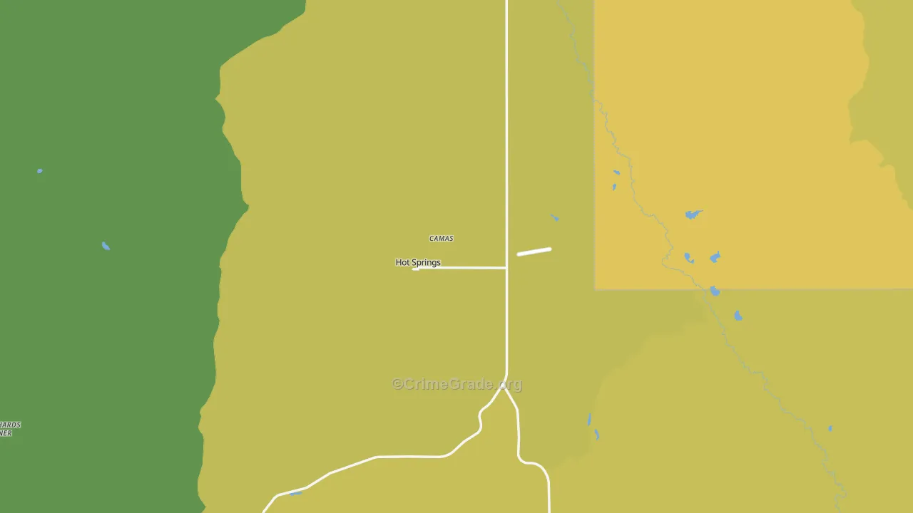 Hot Springs, MT Map of Vehicle Theft Rates