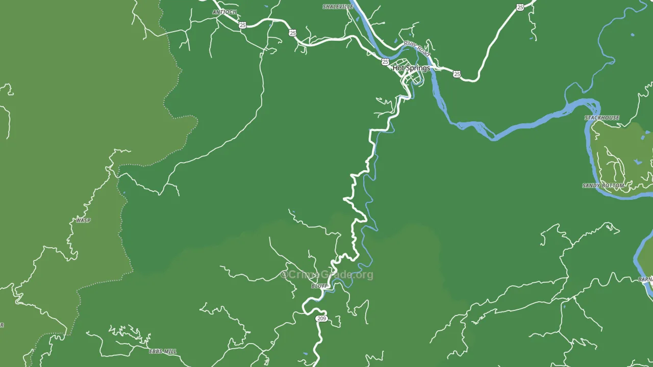 Hot Springs, NC Map of Vehicle Theft Rates