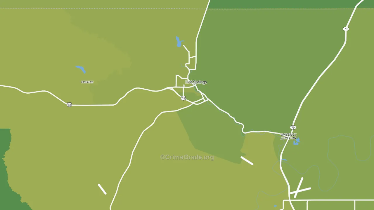Hot Springs, SD Map of Vehicle Theft Rates