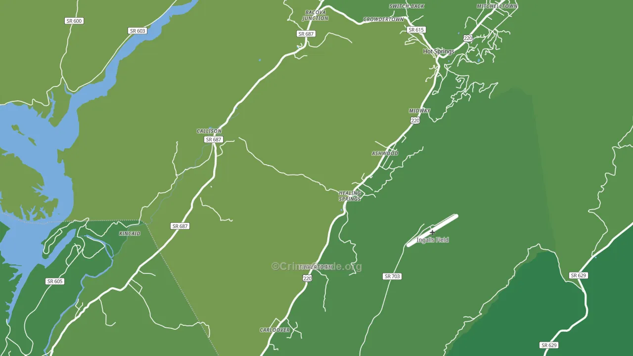 Hot Springs, VA Map of Vehicle Theft Rates