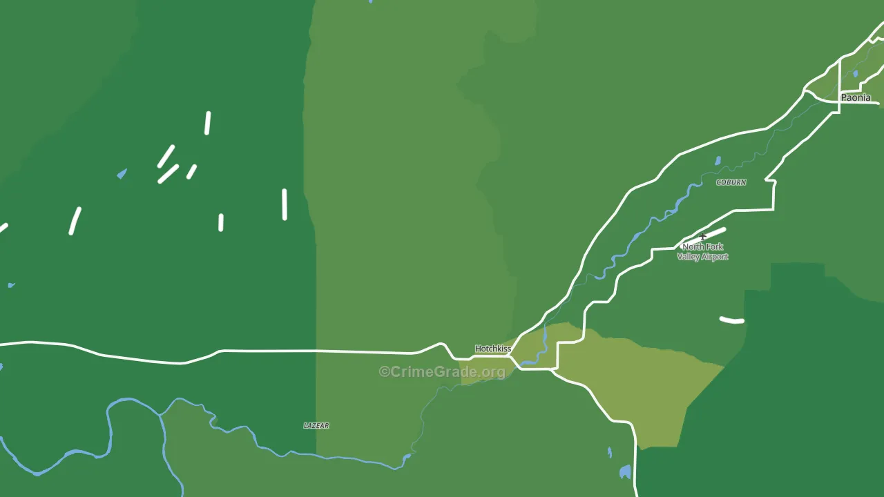 Hotchkiss, CO Map of Vehicle Theft Rates