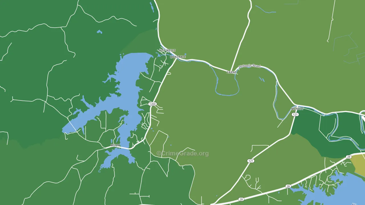 Hotwells, LA Map of Vehicle Theft Rates