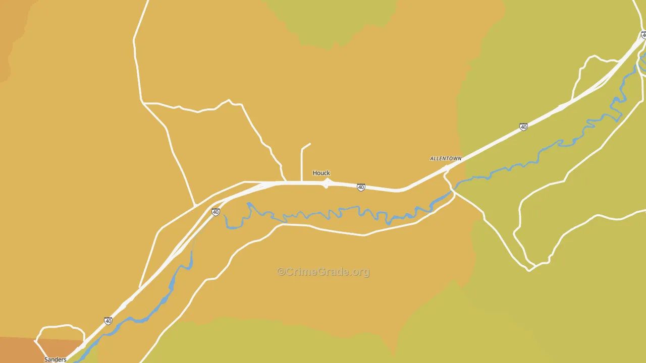 Houck, AZ Map of Vehicle Theft Rates