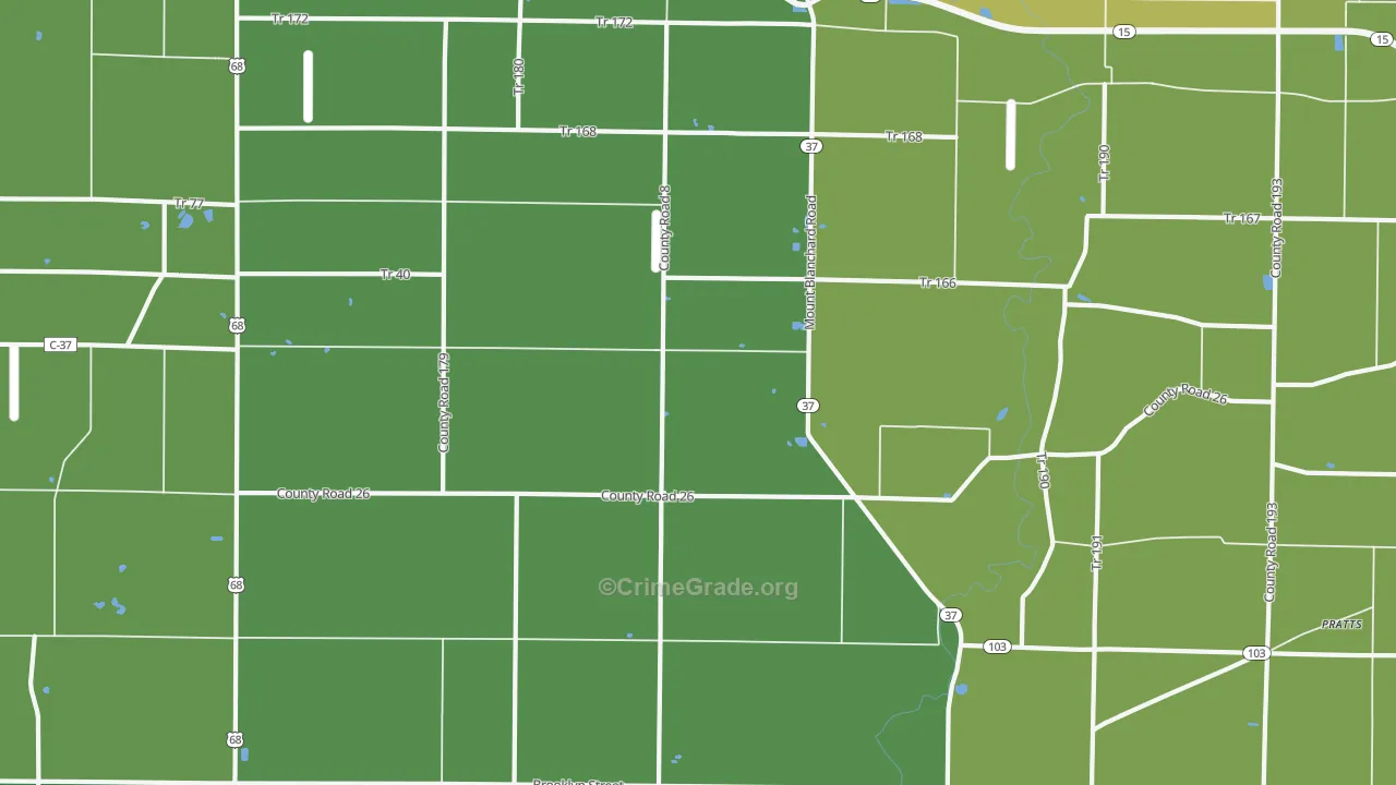 Houcktown, OH Map of Vehicle Theft Rates