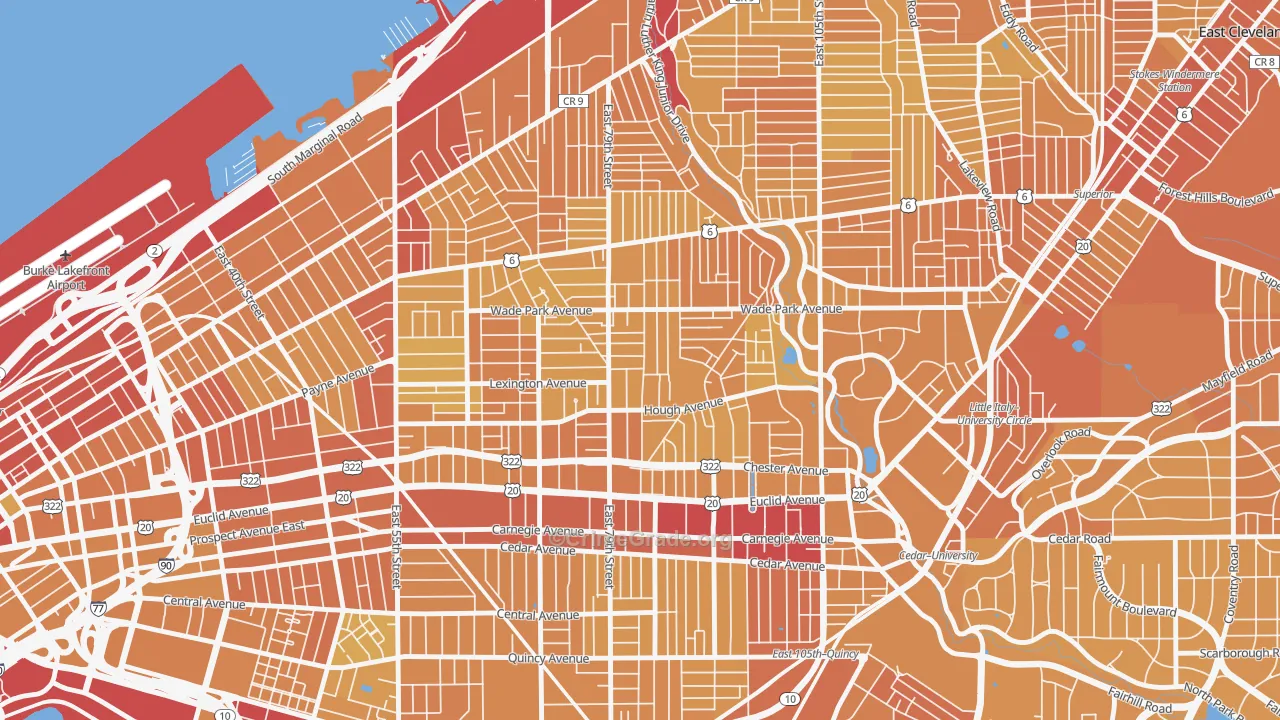 Hough, Cleveland, OH Map of Vehicle Theft Rates