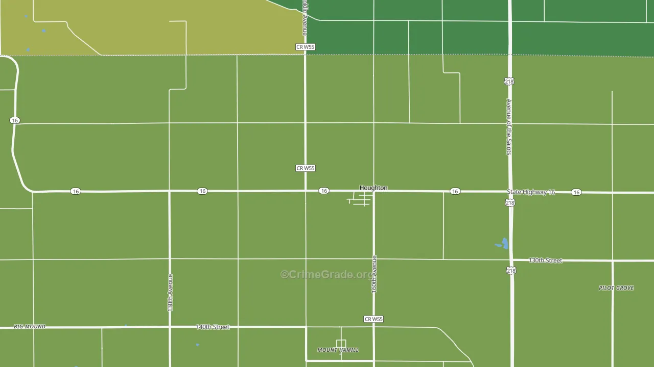 Houghton, IA Map of Vehicle Theft Rates