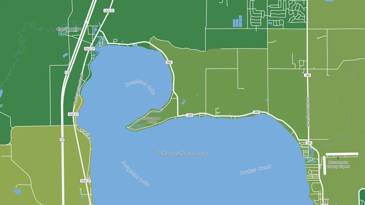 Houghton Point, MI Map of Vehicle Theft Rates
