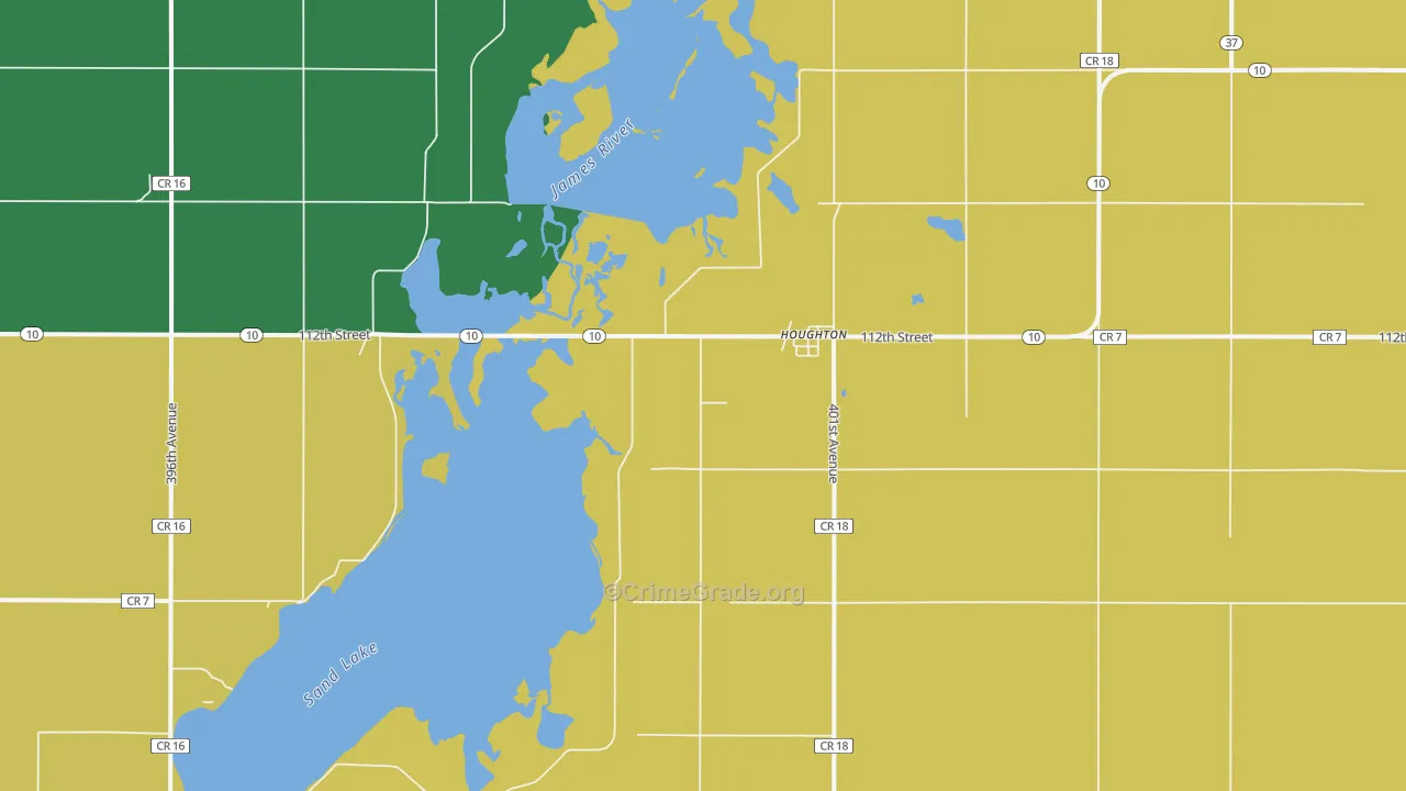 Houghton, SD Map of Vehicle Theft Rates
