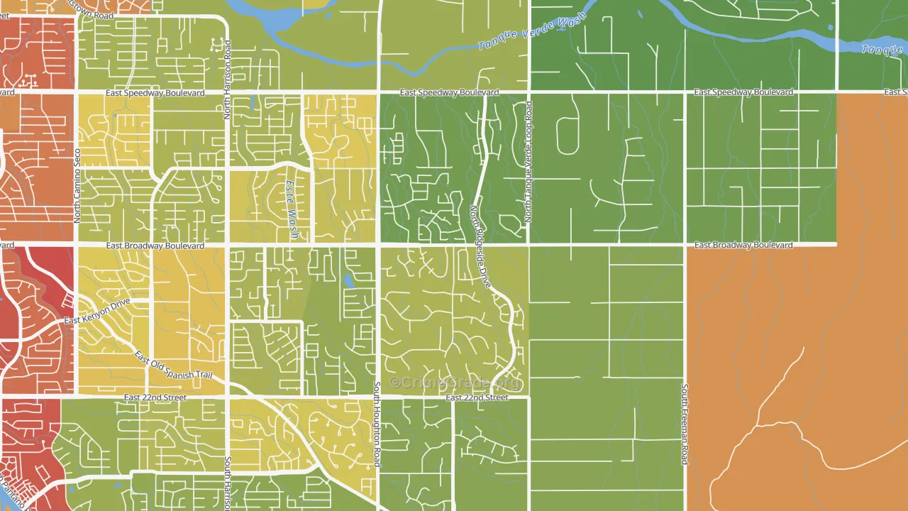 Houghton, Tucson, AZ Map of Vehicle Theft Rates