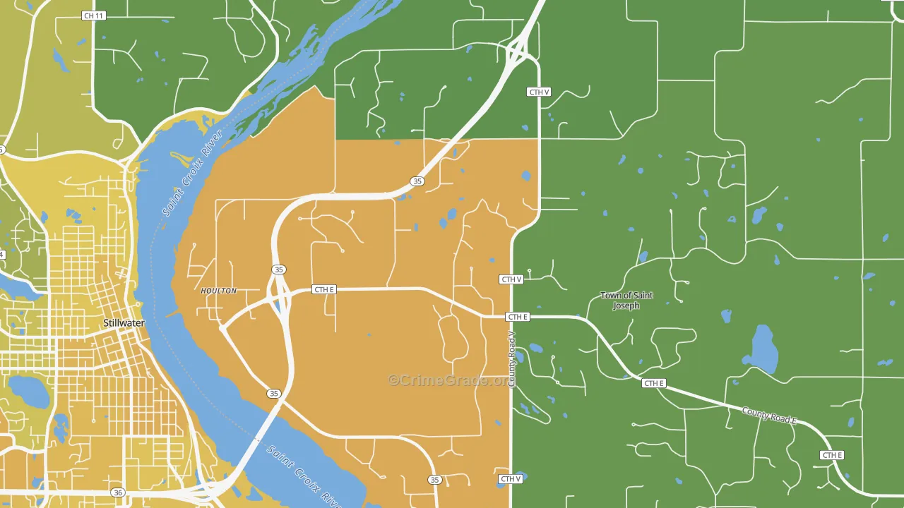 Houlton, WI Map of Vehicle Theft Rates