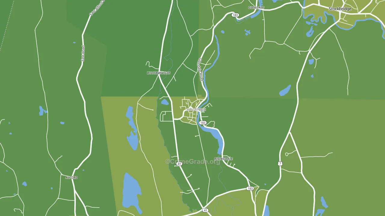 Housatonic, MA Map of Vehicle Theft Rates