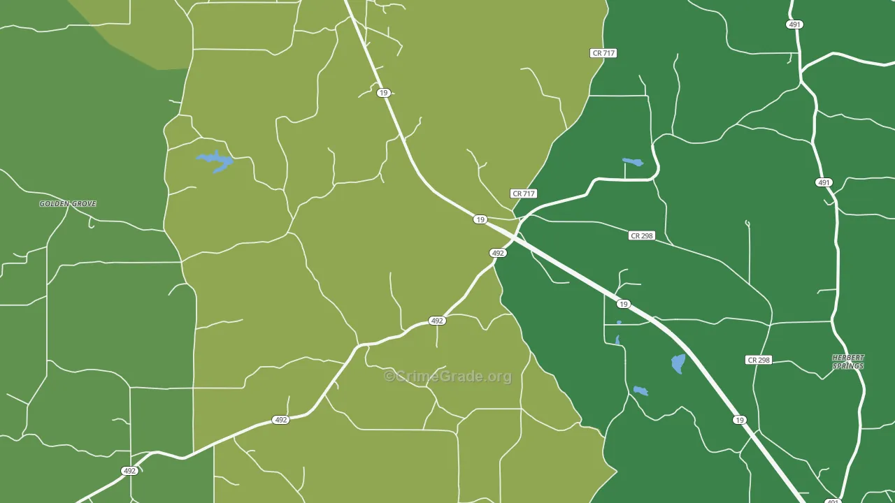 House, MS Map of Vehicle Theft Rates