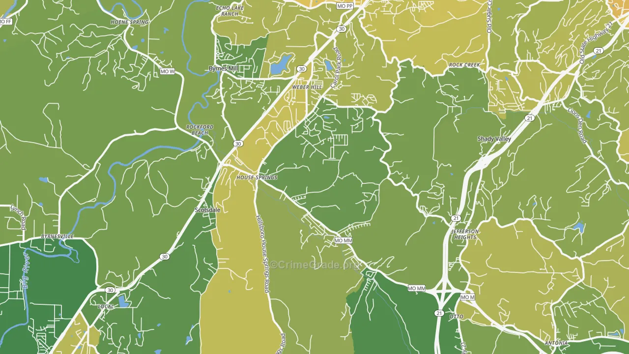 House Springs, MO Map of Vehicle Theft Rates