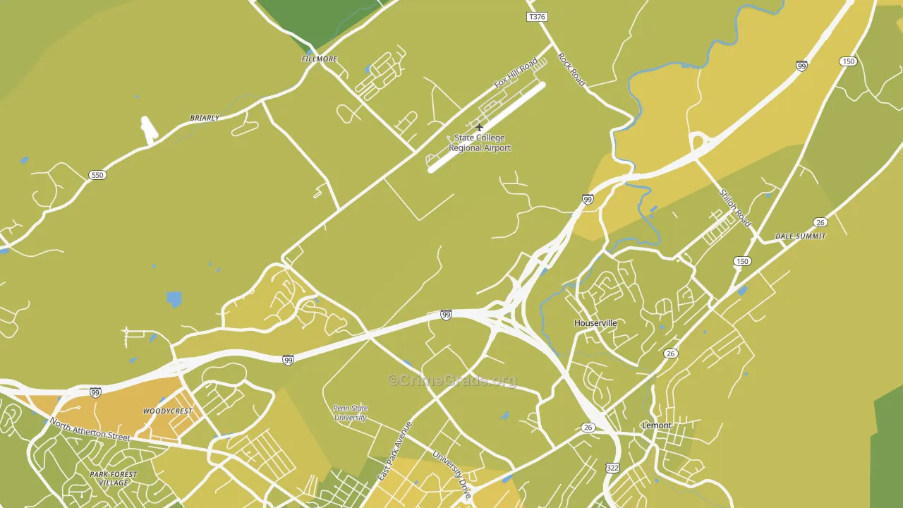 Houserville, PA Map of Vehicle Theft Rates