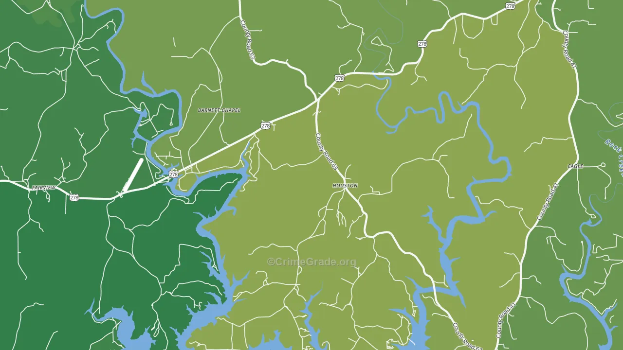 Houston, AL Map of Vehicle Theft Rates