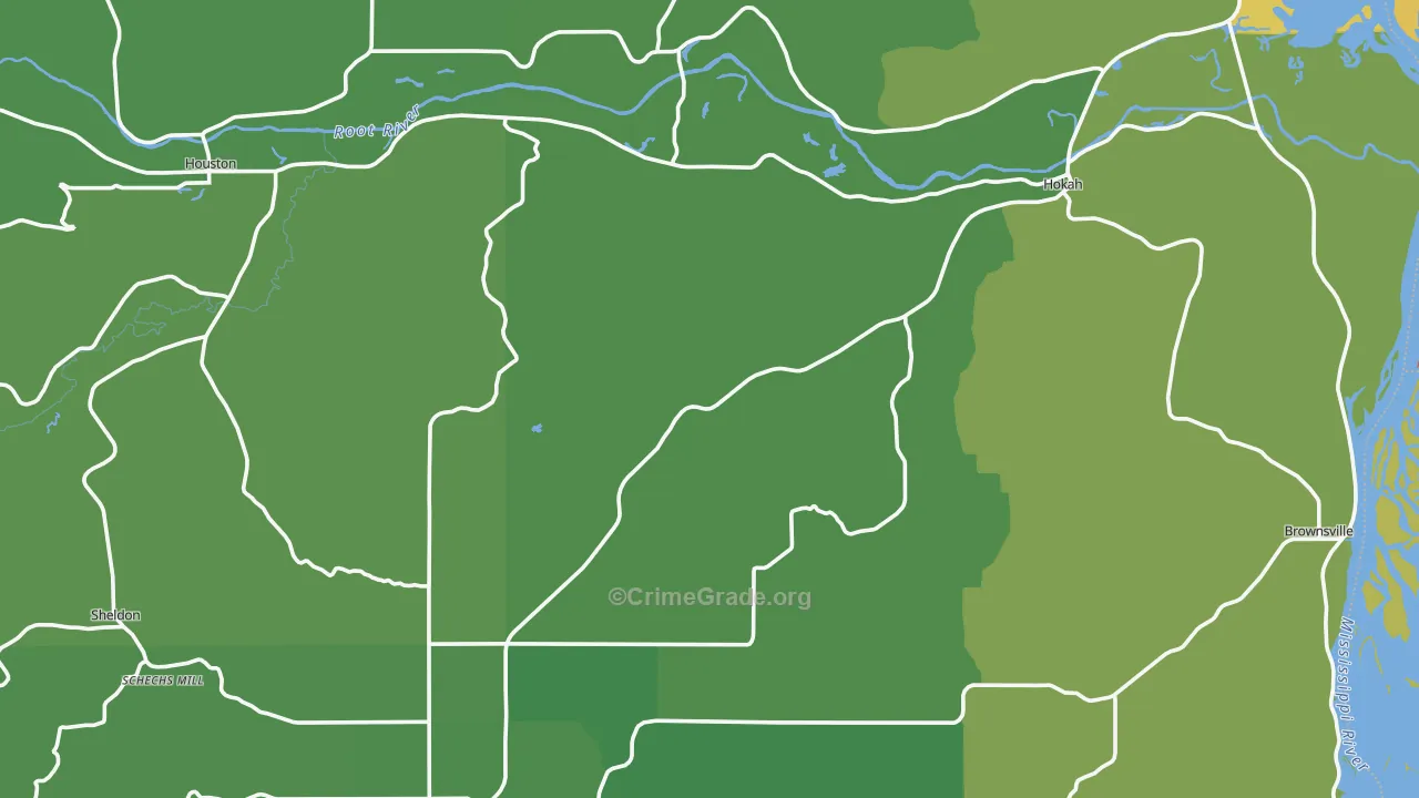 Houston County, MN Map of Vehicle Theft Rates