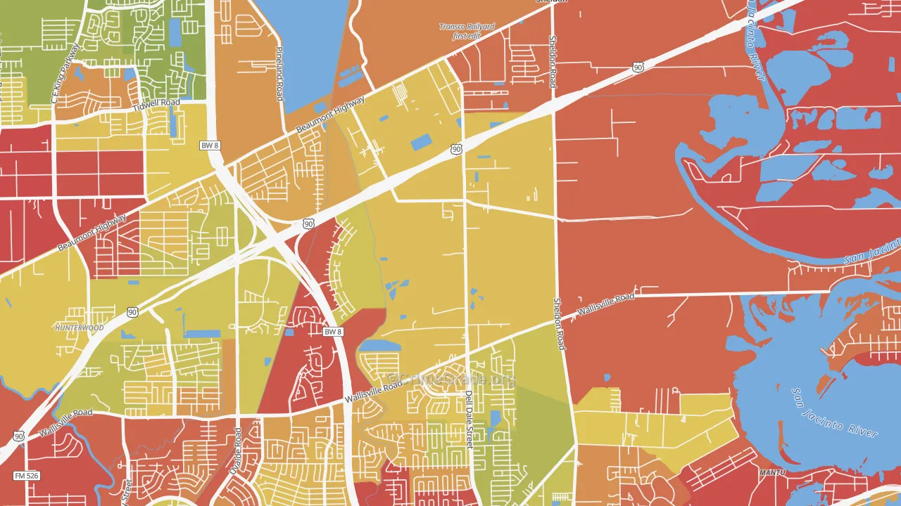 Houston Farms, Houston, TX Map of Vehicle Theft Rates