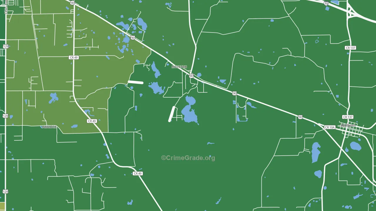 Houston, FL Map of Vehicle Theft Rates