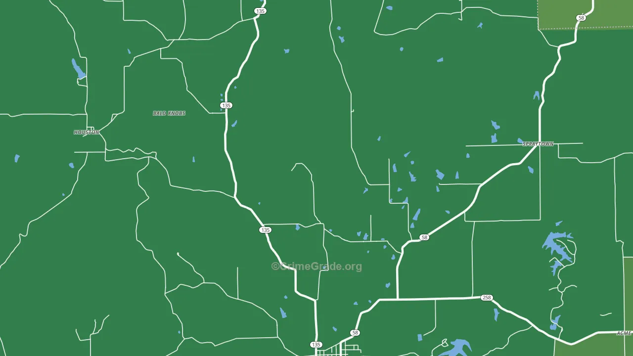 Houston, IN Map of Vehicle Theft Rates