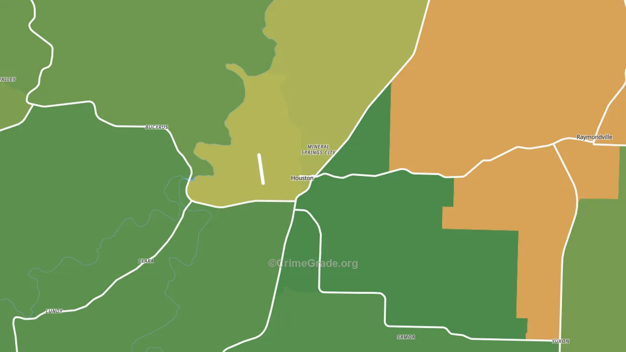 Houston, MO Map of Vehicle Theft Rates