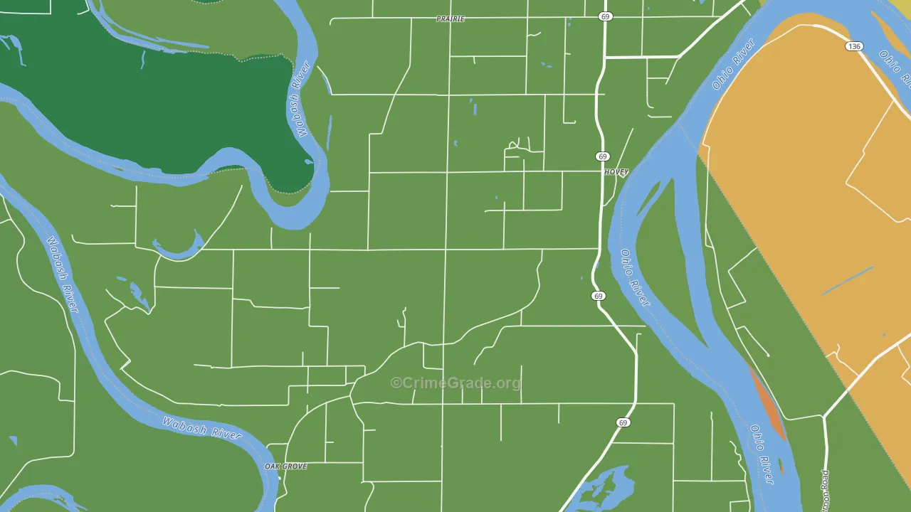 Hovey, IN Map of Vehicle Theft Rates