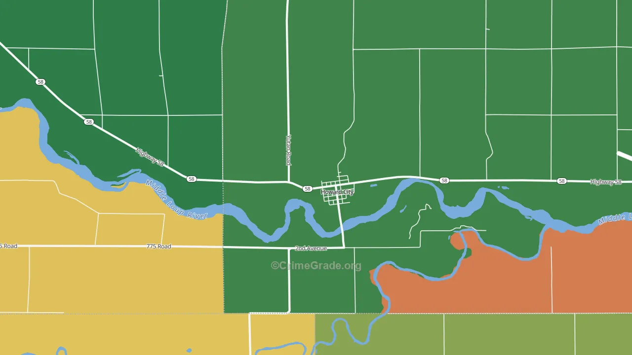 Howard City, NE Map of Vehicle Theft Rates