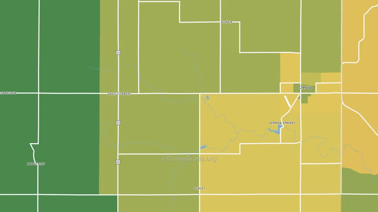 Howard County, IA Map of Vehicle Theft Rates