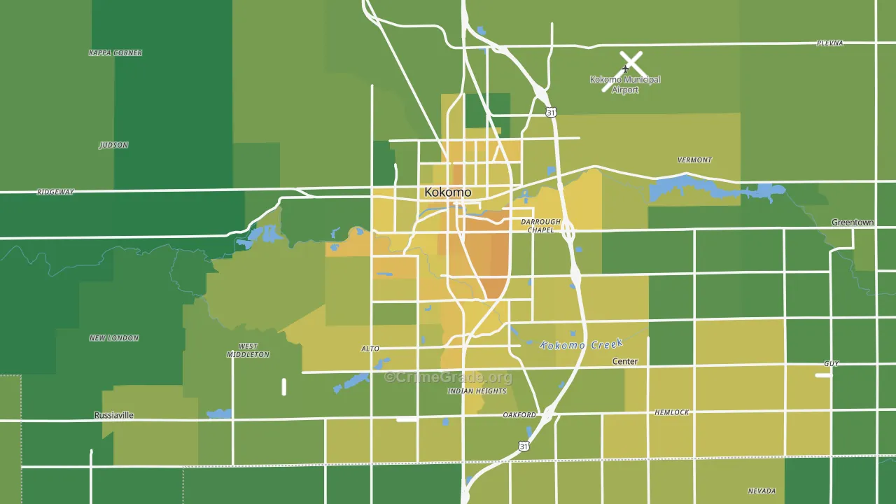 Howard County, IN Map of Vehicle Theft Rates