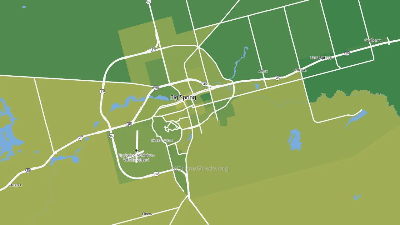 Howard County, TX Map of Vehicle Theft Rates