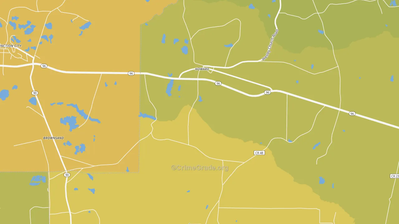 Howard, GA Map of Vehicle Theft Rates