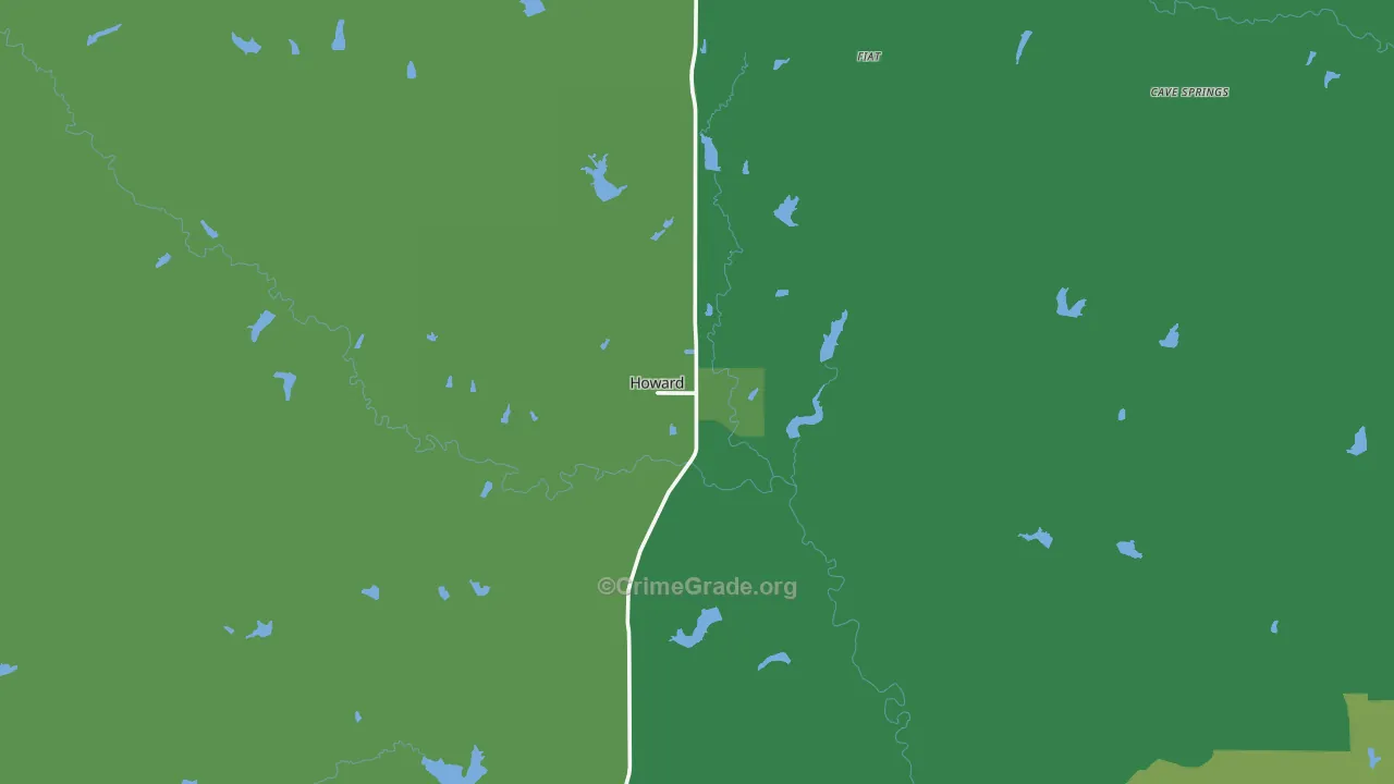 Howard, KS Map of Vehicle Theft Rates