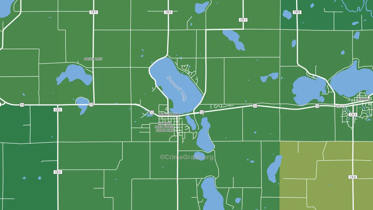 Howard Lake, MN Map of Vehicle Theft Rates