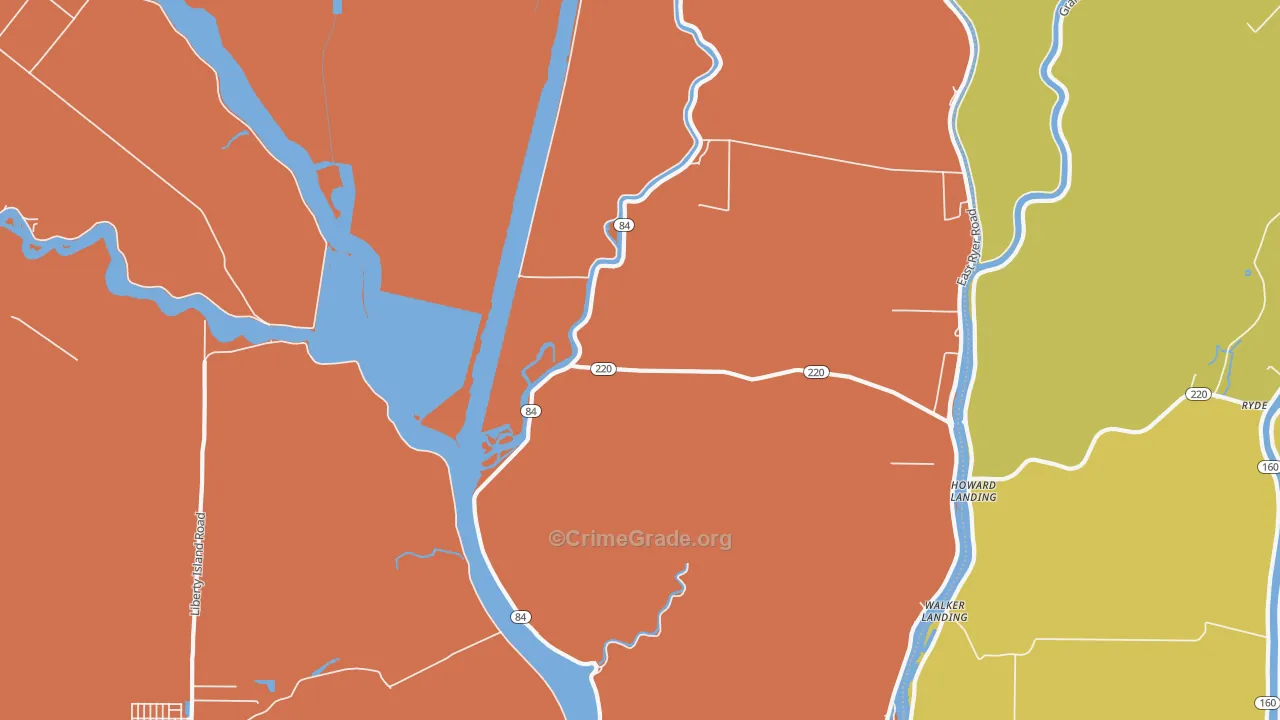 Howard Landing, CA Map of Vehicle Theft Rates