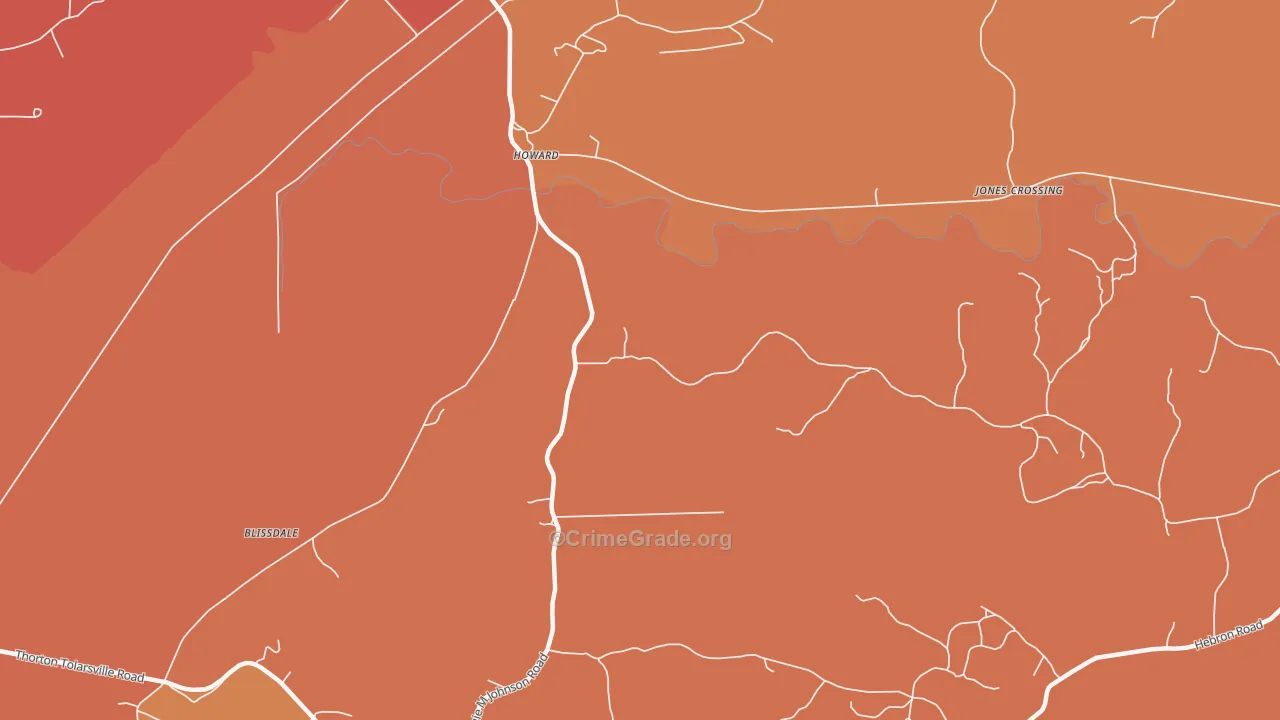 Howard, MS Map of Vehicle Theft Rates