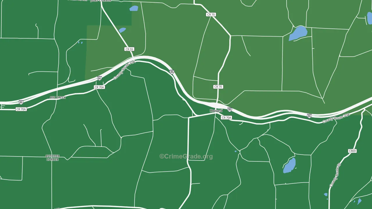 Howard, NY Map of Vehicle Theft Rates