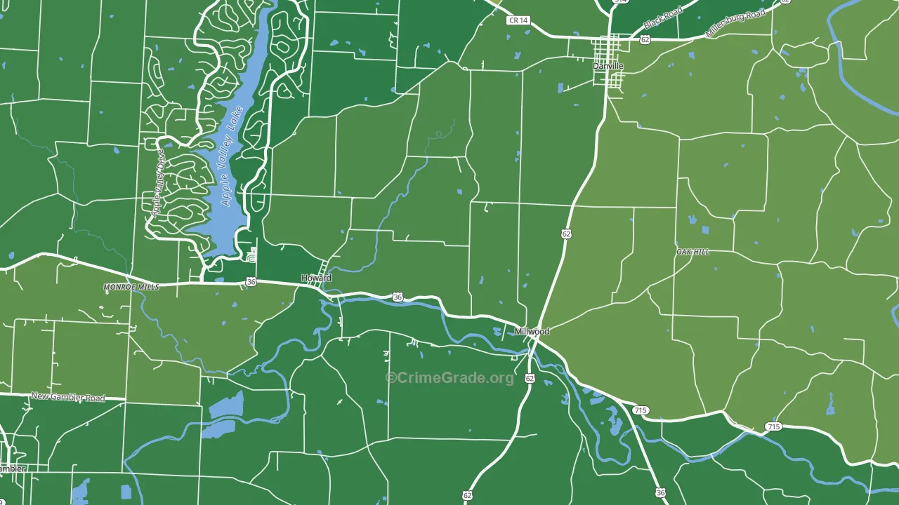 Howard, OH Map of Vehicle Theft Rates