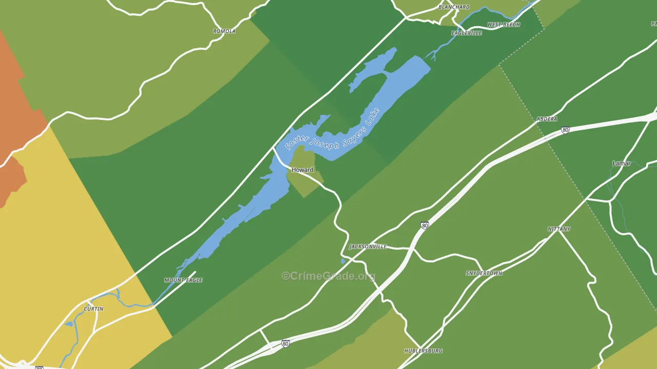 Howard, PA Map of Vehicle Theft Rates