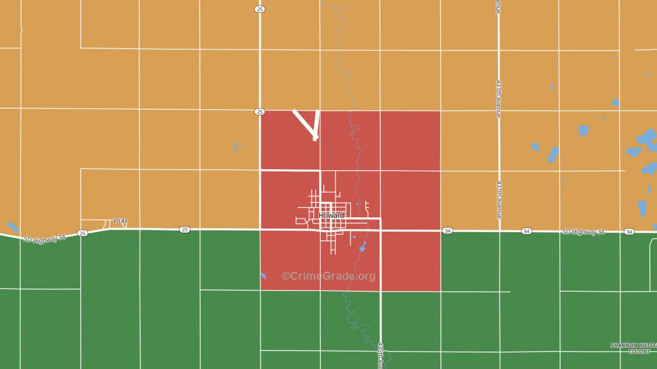 Howard, SD Map of Vehicle Theft Rates