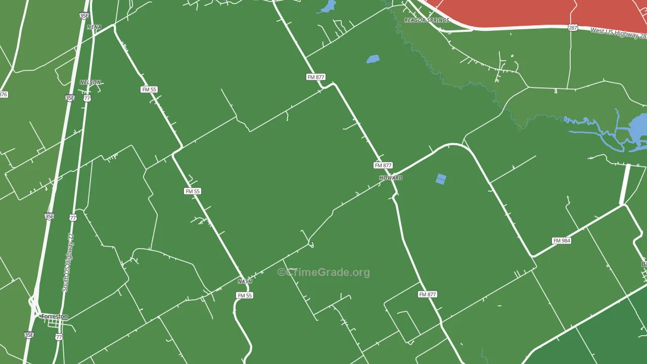 Howard, TX Map of Vehicle Theft Rates