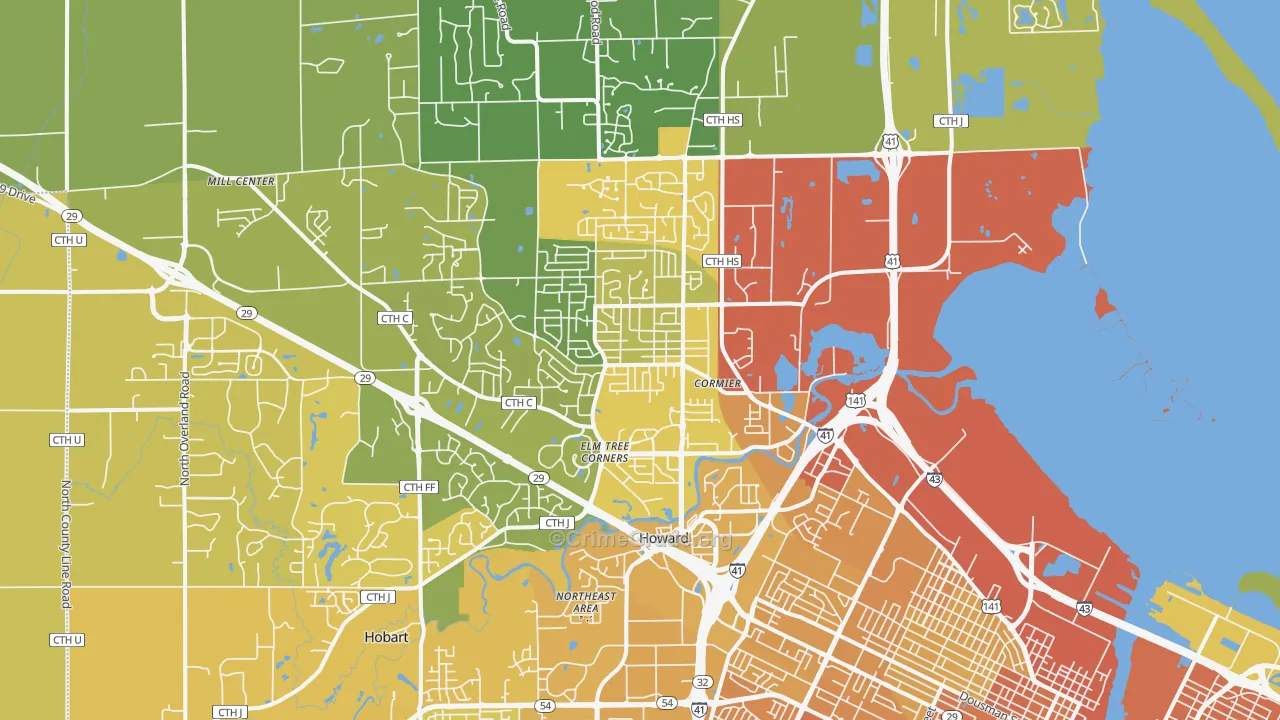 Howard, WI Map of Vehicle Theft Rates