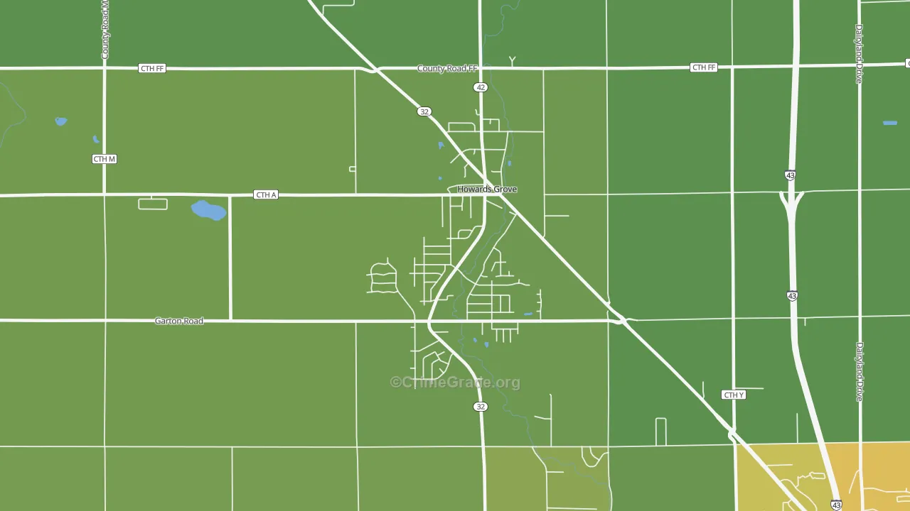Howards Grove, WI Map of Vehicle Theft Rates