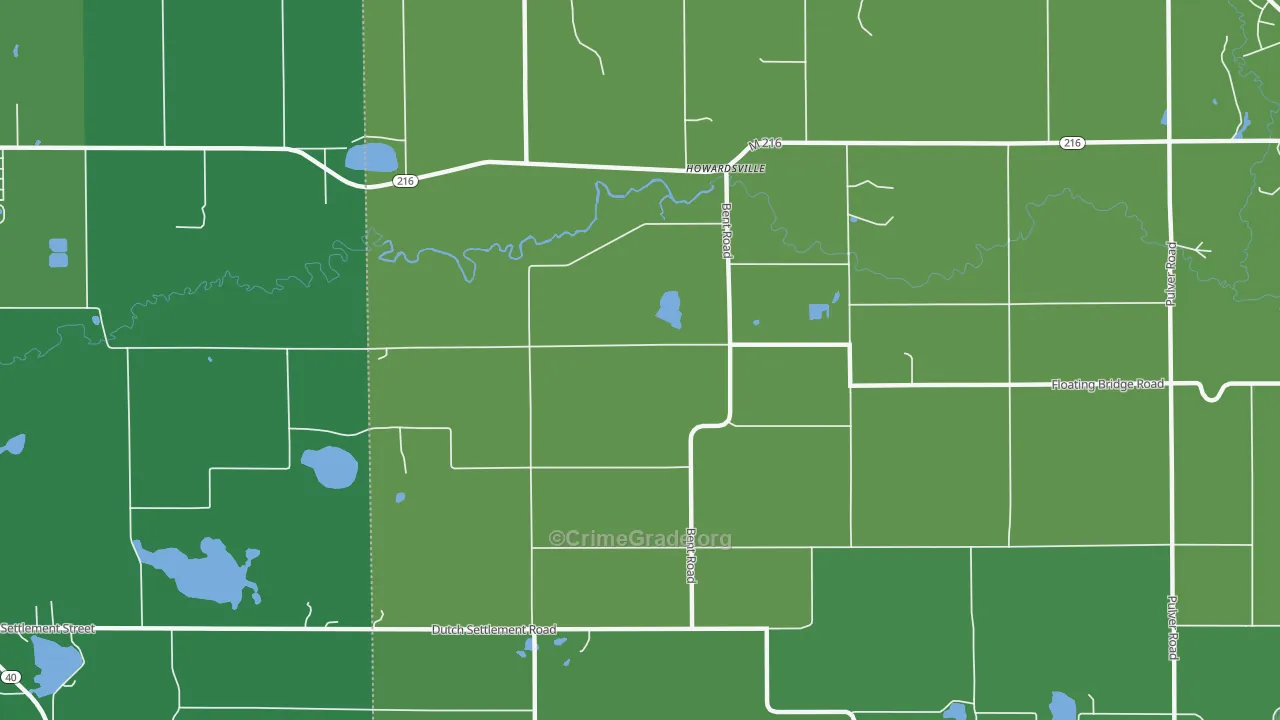 Howardsville, MI Map of Vehicle Theft Rates