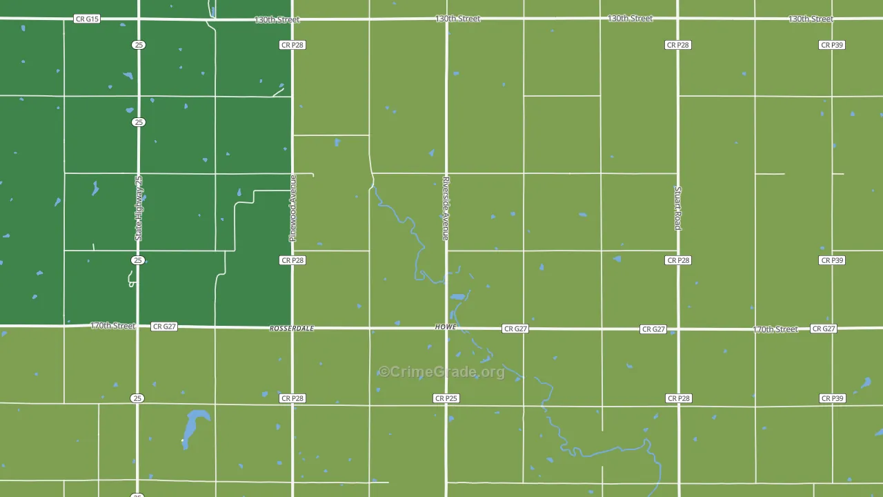 Howe, IA Map of Vehicle Theft Rates