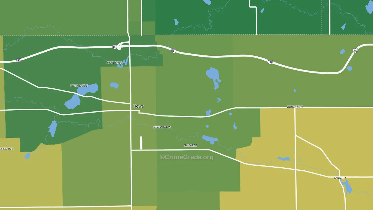 Howe, IN Map of Vehicle Theft Rates