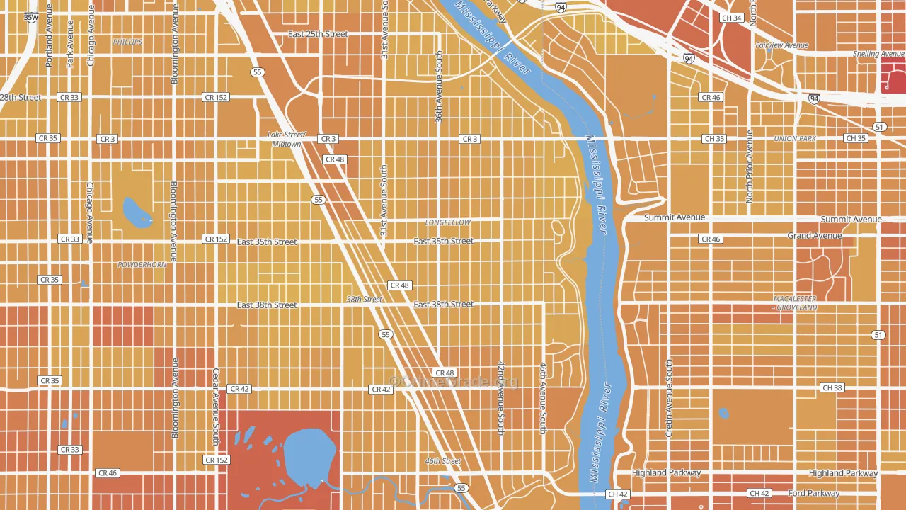 Howe, Minneapolis, MN Map of Vehicle Theft Rates