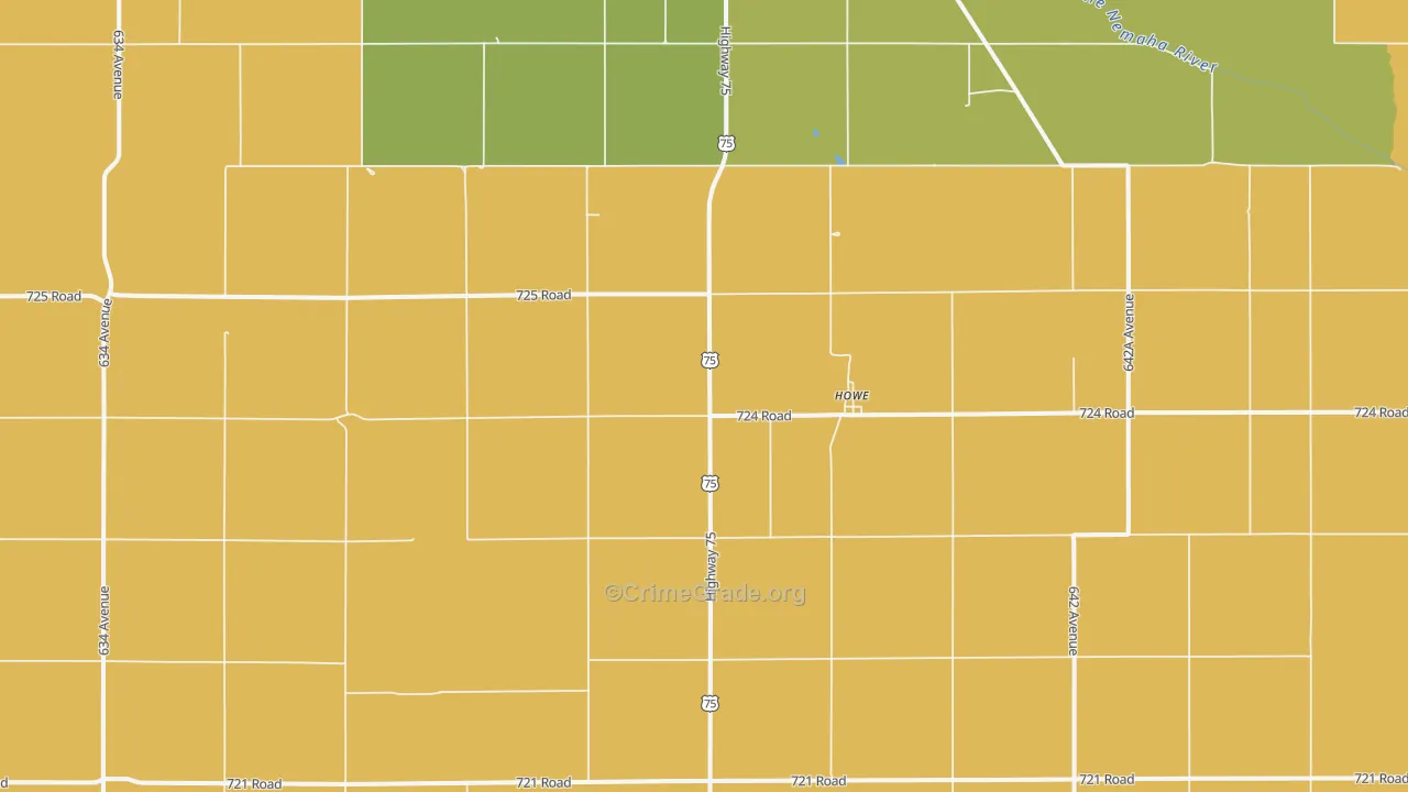 Howe, NE Map of Vehicle Theft Rates