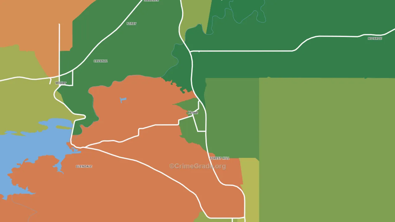 Howe, OK Map of Vehicle Theft Rates