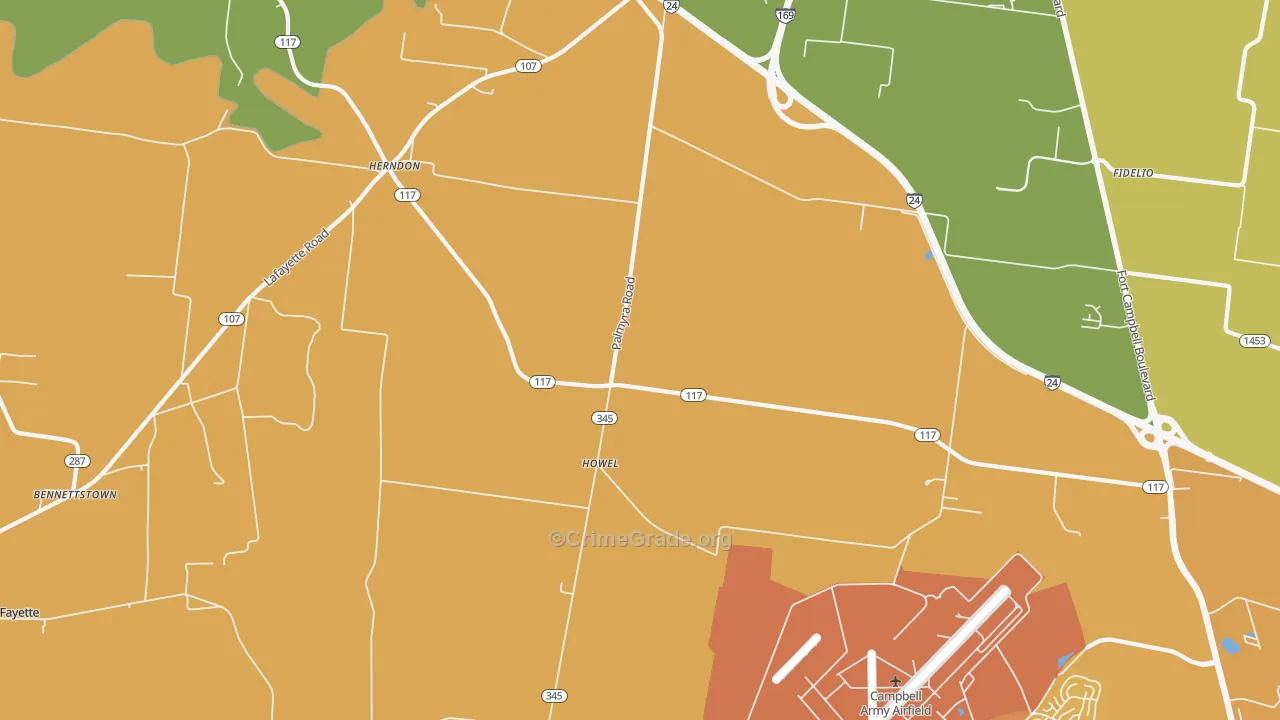 Howel, KY Map of Vehicle Theft Rates